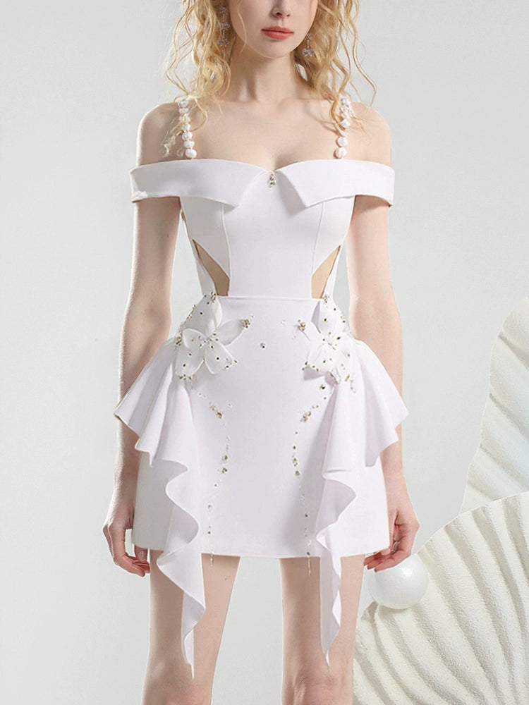 CHECOCRE Chic Three-dimensional Flower HIgh-quality Ruffle Bandeau Dress - EROERA