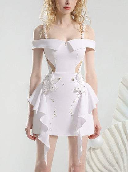 CHECOCRE Chic Three-dimensional Flower HIgh-quality Ruffle Bandeau Dress - EROERA