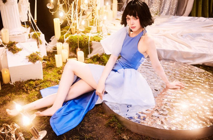 DOLLY High End Blue Sleeveless Halter Neck Retro Style Fish Tail Party Dress-CASSISA  (V)