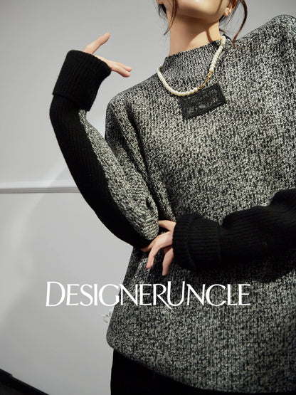 DGU "Night Weaving" Gray Sweater New Loose Lazy Style High-end Retro Versatile Jacket - Avery.