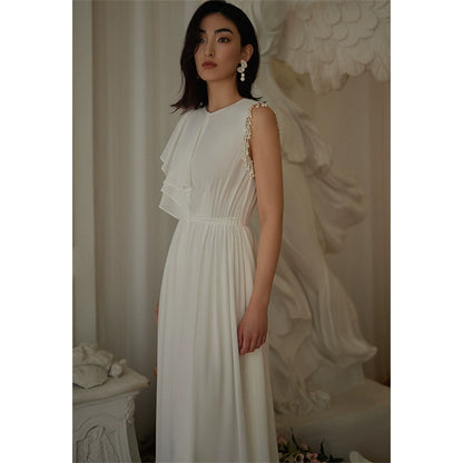 GOUDIN bridal white long evening dress-PIPER.