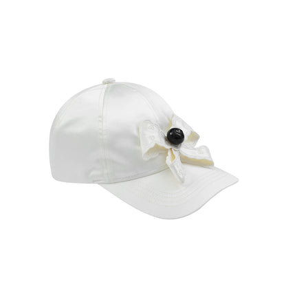 FAME White satin bow hat - HARPER