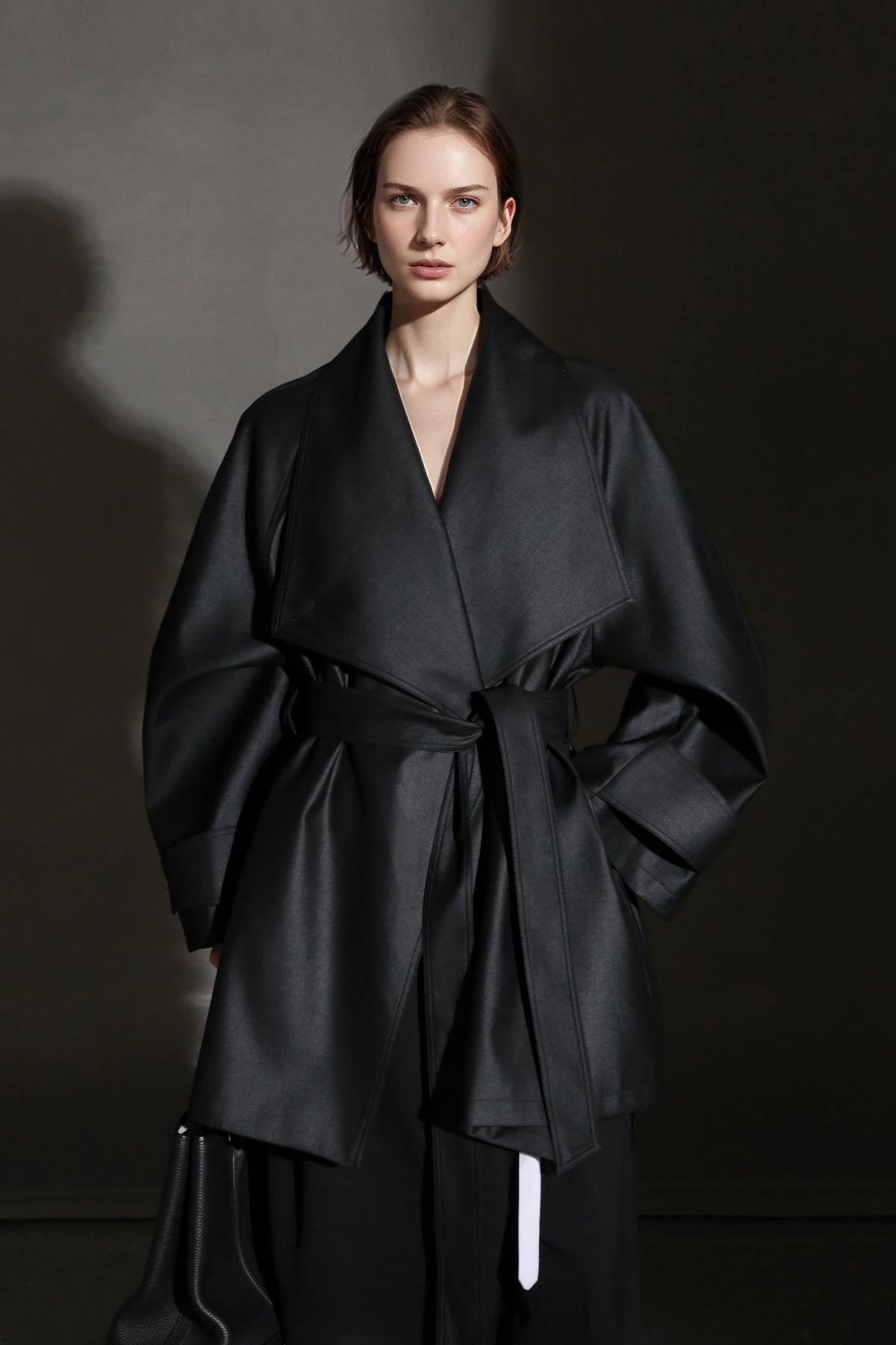 PIAOIN Silhouette design short windbreaker women's luxury jacket commuter-JEAN