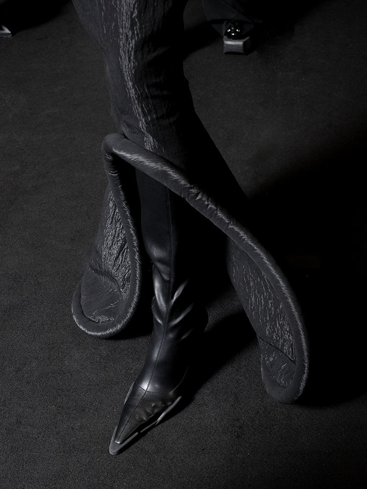 ANNAKIKI niche designer model black special-shaped functional boots for women-LIULIAN