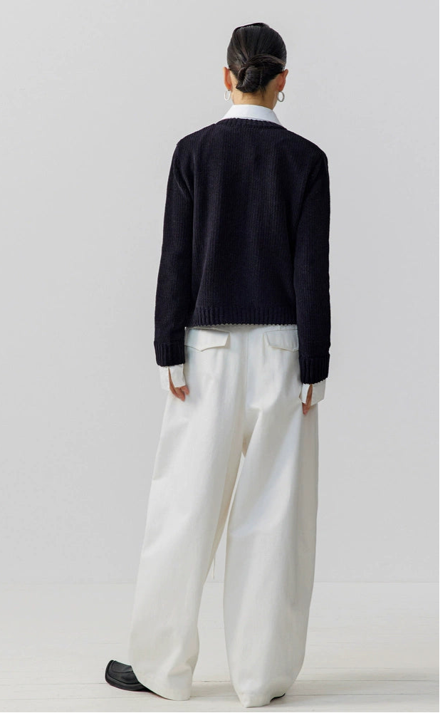 ZHUCHONGYUN  contrasting cut-out knit top--YOSHIDA.