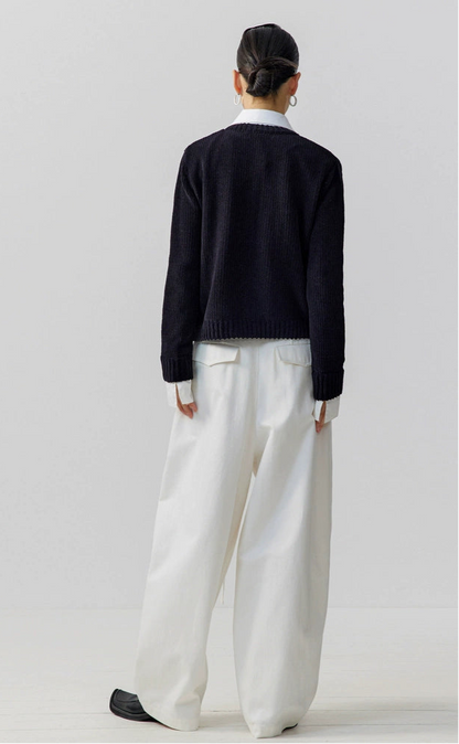 ZHUCHONGYUN  contrasting cut-out knit top--YOSHIDA.