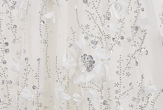 Spot Wardrobes by Chen Elegant White Embroidered applique  wedding Dress-Swiss