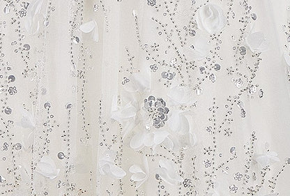 Spot Wardrobes by Chen Elegant White Embroidered applique  wedding Dress-Swiss