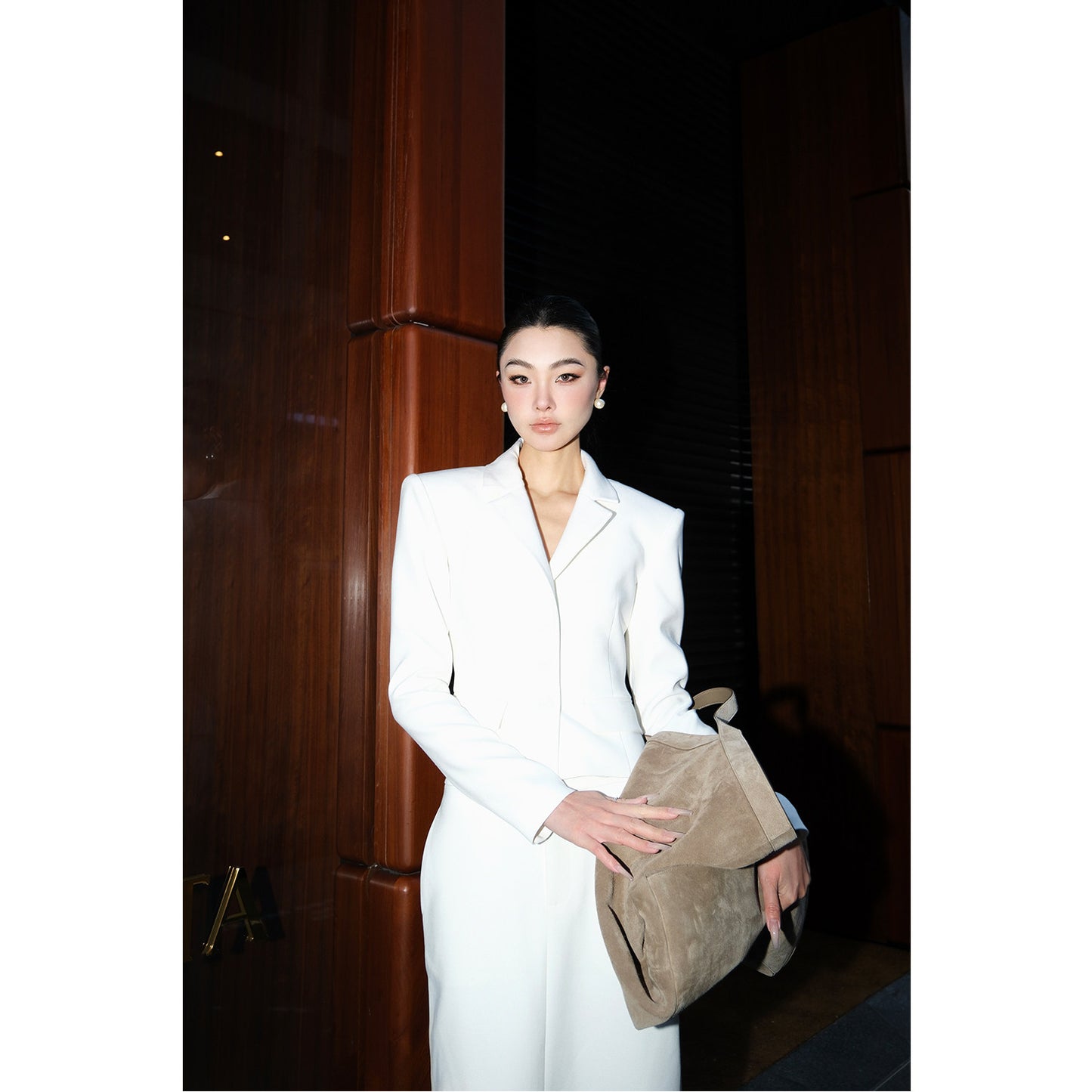 MEI SANGUAN white single-breasted jacket long straight skirt set - BARTH