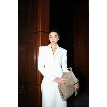 MEI SANGUAN white single-breasted jacket long straight skirt set - BARTH