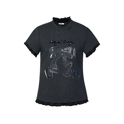 FAME bow short-sleeved T-shirt- VALERIE