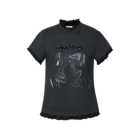 FAME bow short-sleeved T-shirt- VALERIE