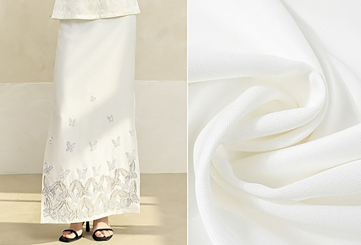 HECO Butterfly Embroidery black white High-waisted Straight Skirt Women - CODE.