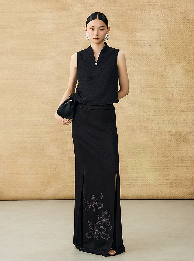 HECO summer high-waisted straight hip slit long skirt - KRISTOFF.