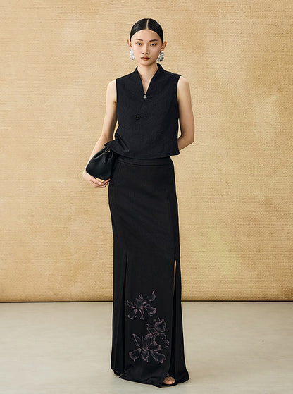 HECO summer high-waisted straight hip slit long skirt - KRISTOFF.