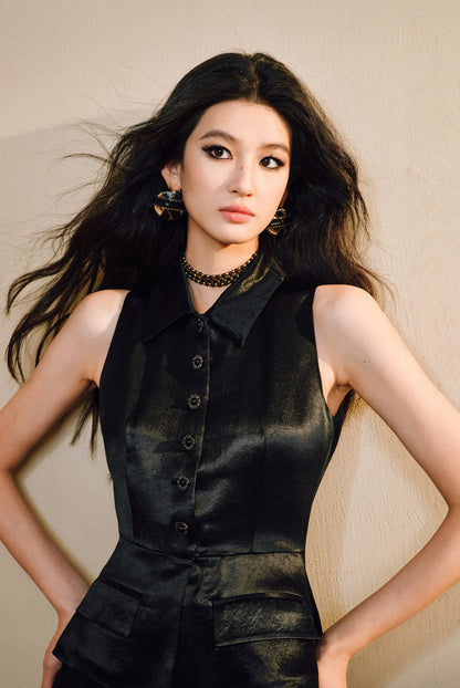 WANGXO Frost Pleat French Dress  - ESMEE.