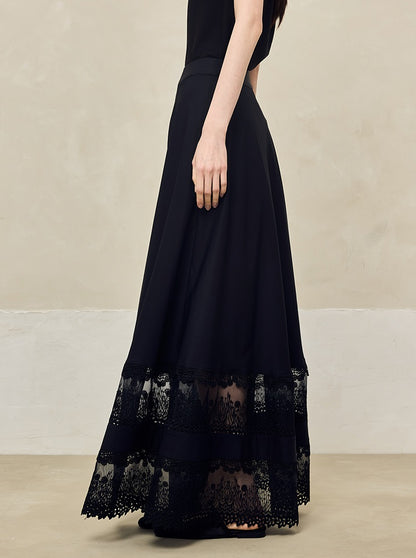 HECO Acetate Hollow Lace A-line Long Skirt women - FLOW.