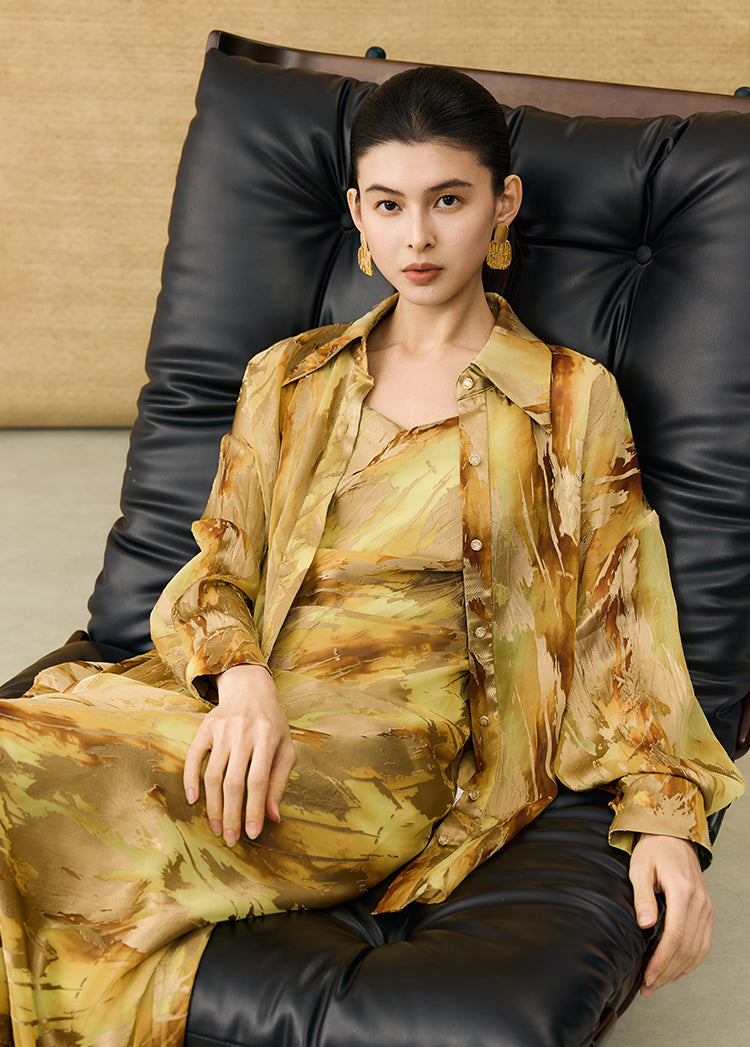 HECO Chinese National Style Burning Flower Slightly Transparent shirt- STROK.