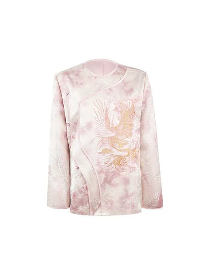 HECO 100% polyester pipa top  apricot phoenix tie-dye jacket women - guts.