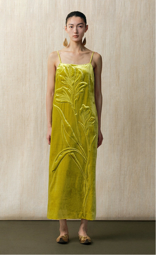 ZHUCHONGYUN elegant mulberry silk suede loose slip dress-KUROSAKI.