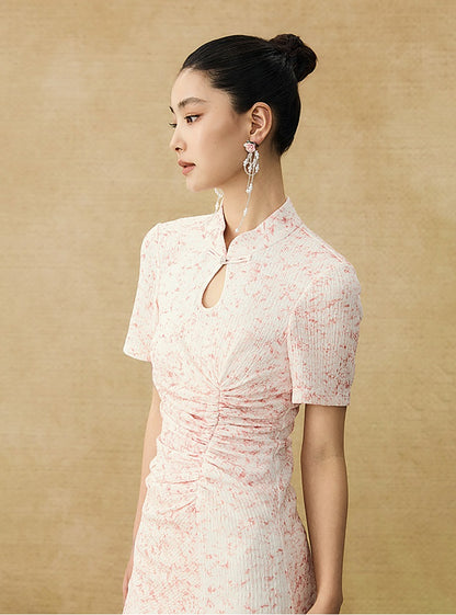 HECO Chinese style women's summer shirred waist temperament buckle long skirt - QUEEN.