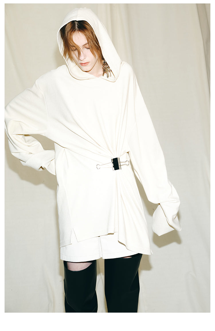 Autumn Winter luxury hoodie pinched pleated waist sweatshirt - kIC