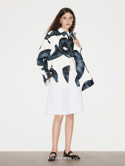 ATELIER MISS LU Spring/Summer brand fixed dyeing calla lily print shirt - TEE