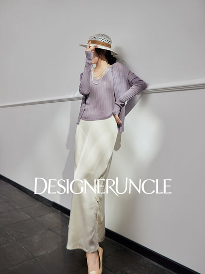 DGU| Off-white simple design fashionable satin light luxury versatile skirt - Louisa.