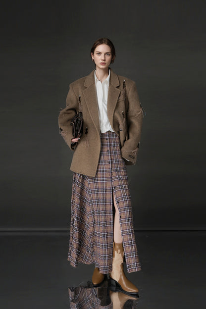 PIAOIN British Style Pattern Design A-Line Women's Fashionable Pleated Skirt -CHARLOTTE