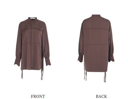 ZHUCHONGYUN Dragon Pattern Embroidery Lace-up Collar Shirt--AKEMI.