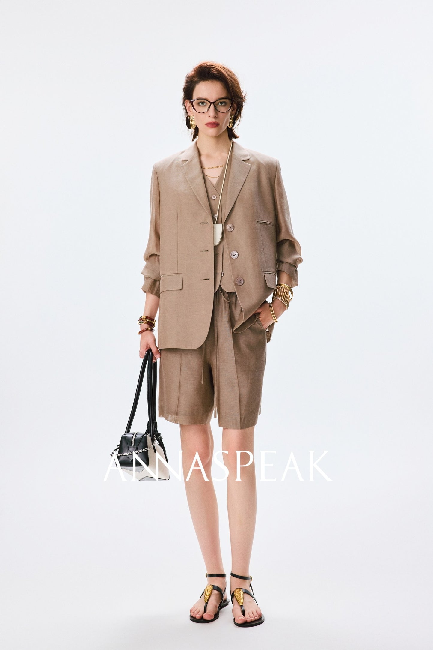 ANNASPEAK  mulberry silk cool silk haute couture upright suit vest set-ANCHOR.