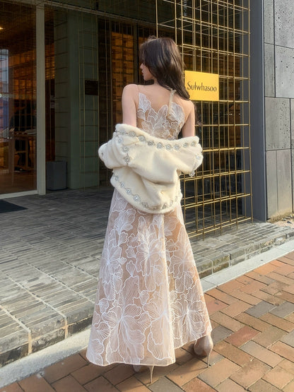 Wardrobes by Chen Elegant White Sleeveless Couture Lace Wedding Dress-Noa