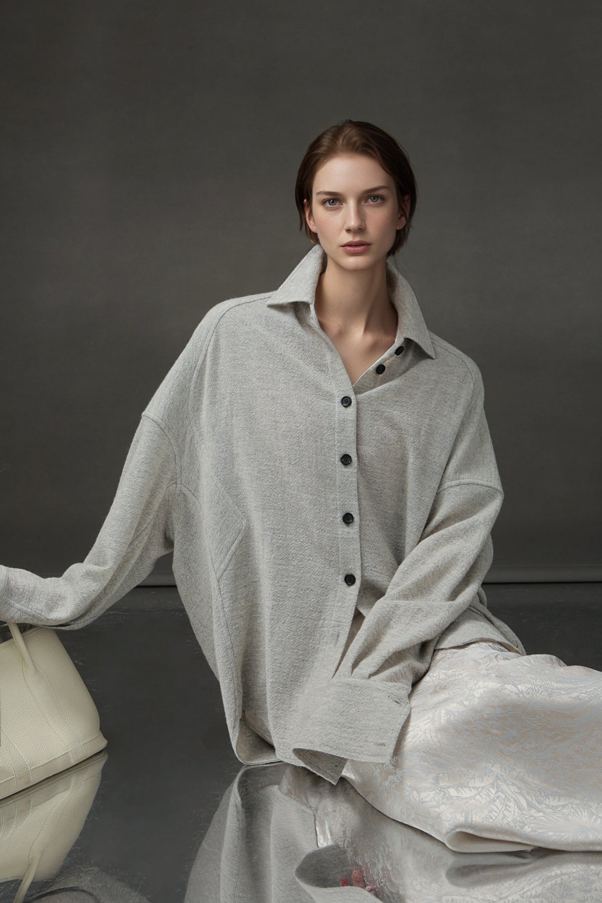 PIAOIN Luxury Old Money Style Wool Shirt Women's Single Breasted Shirt-FERA