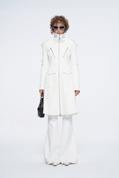 ANNAKIK niche four-pointed star function stand-up collar mid-length coat-HUILIN