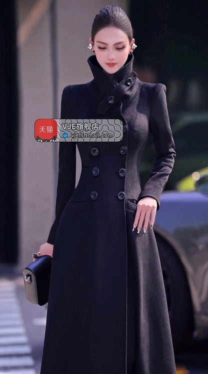 VJE Warm Woolen Double-breasted Thickened Coat-JONG.