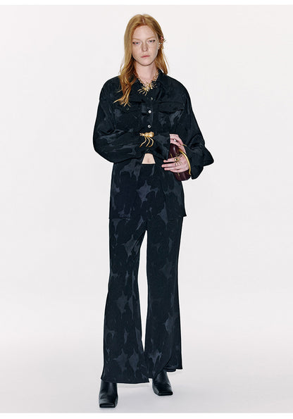 ATELIER MISS LU Spring/Summer New Chinese Texture Acetate Waist Shirt Top - DEER.
