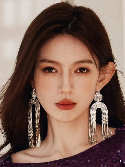 DOLLY Luxury Gold Diamond Chic Tassel Earring-FANNIE