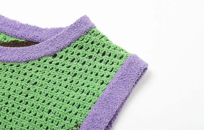 ZHUCHONGYUN Flower Draft Textured Crew Neck Vest--SUZUMIYA.