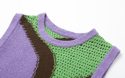 ZHUCHONGYUN Flower Draft Textured Crew Neck Vest--SUZUMIYA.