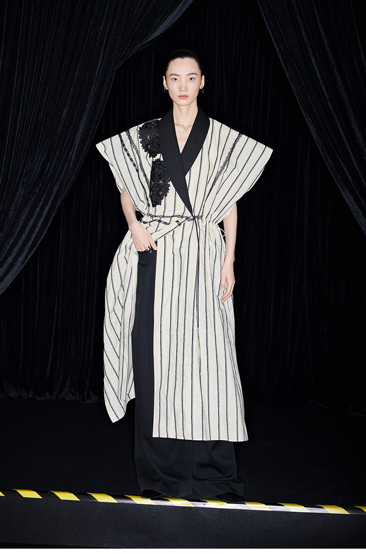 M essential Mackay designer embroidered workshop beaded robe dress pant set - augy.