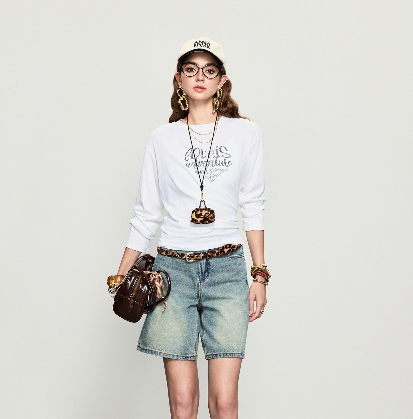 ANNASPEAK  denim Bermuda denim shorts-WAA.