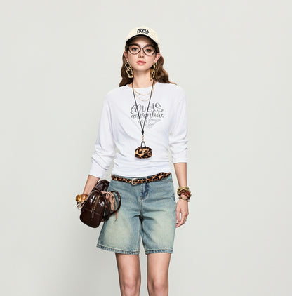 ANNASPEAK  denim Bermuda denim shorts-WAA.