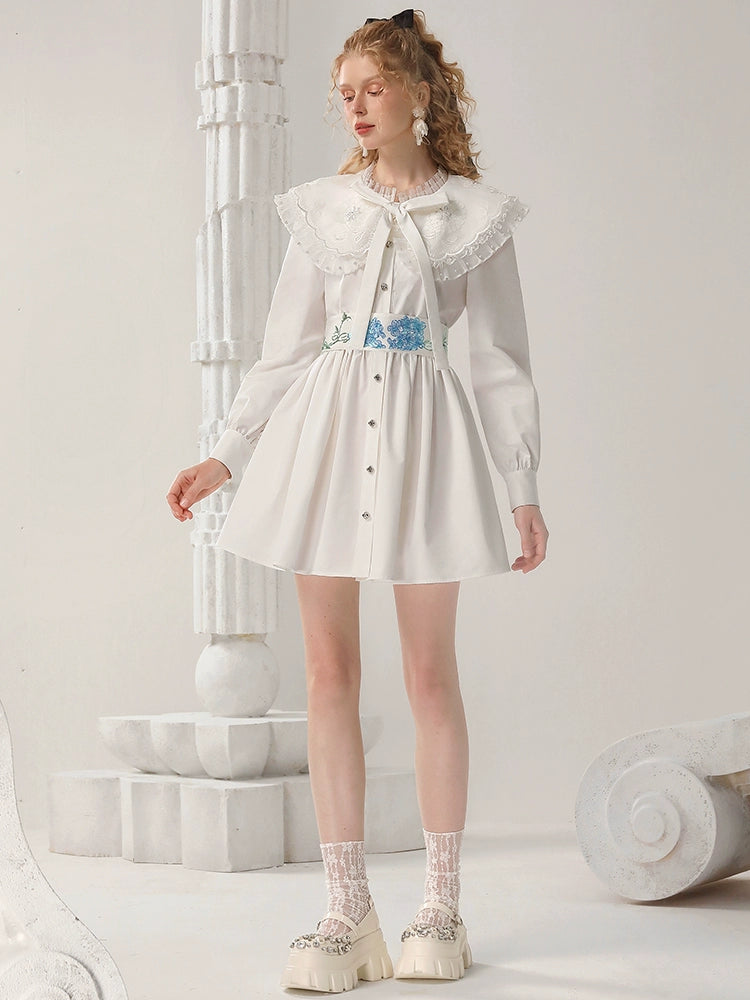 CHECOCRE Elegant Embroidered Sequins Contrast Waist Princess Dress - INVADE