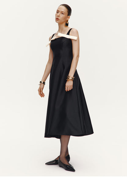 ATELIER MISS LU  Contrasting Bow Splicing Dress Long Skirt - MARTA.