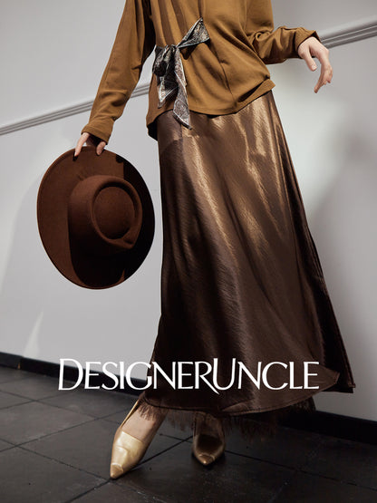 DGU "Gilded" high-waisted skirt acetate velvet drape - Kyla.