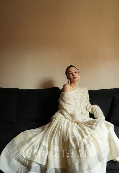 LE VENT&TES AILES French romantic luxury full midi summer skirt -RINA