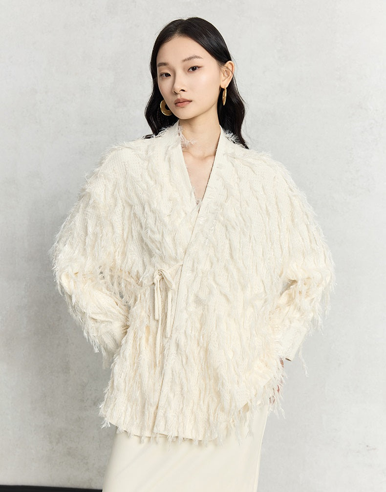 HECO Three-dimensional Tassel Fashion Top Shirt Women - flesh.