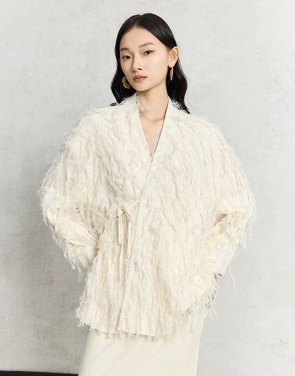 HECO Three-dimensional Tassel Fashion Top Shirt Women - flesh.