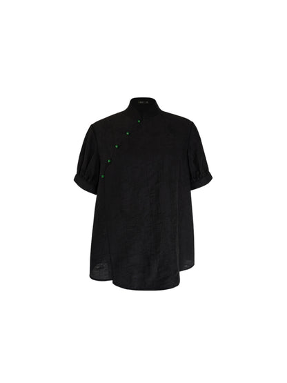 HECO Chinese style jacquard bubble summer silk cross-body top - PERFECT .