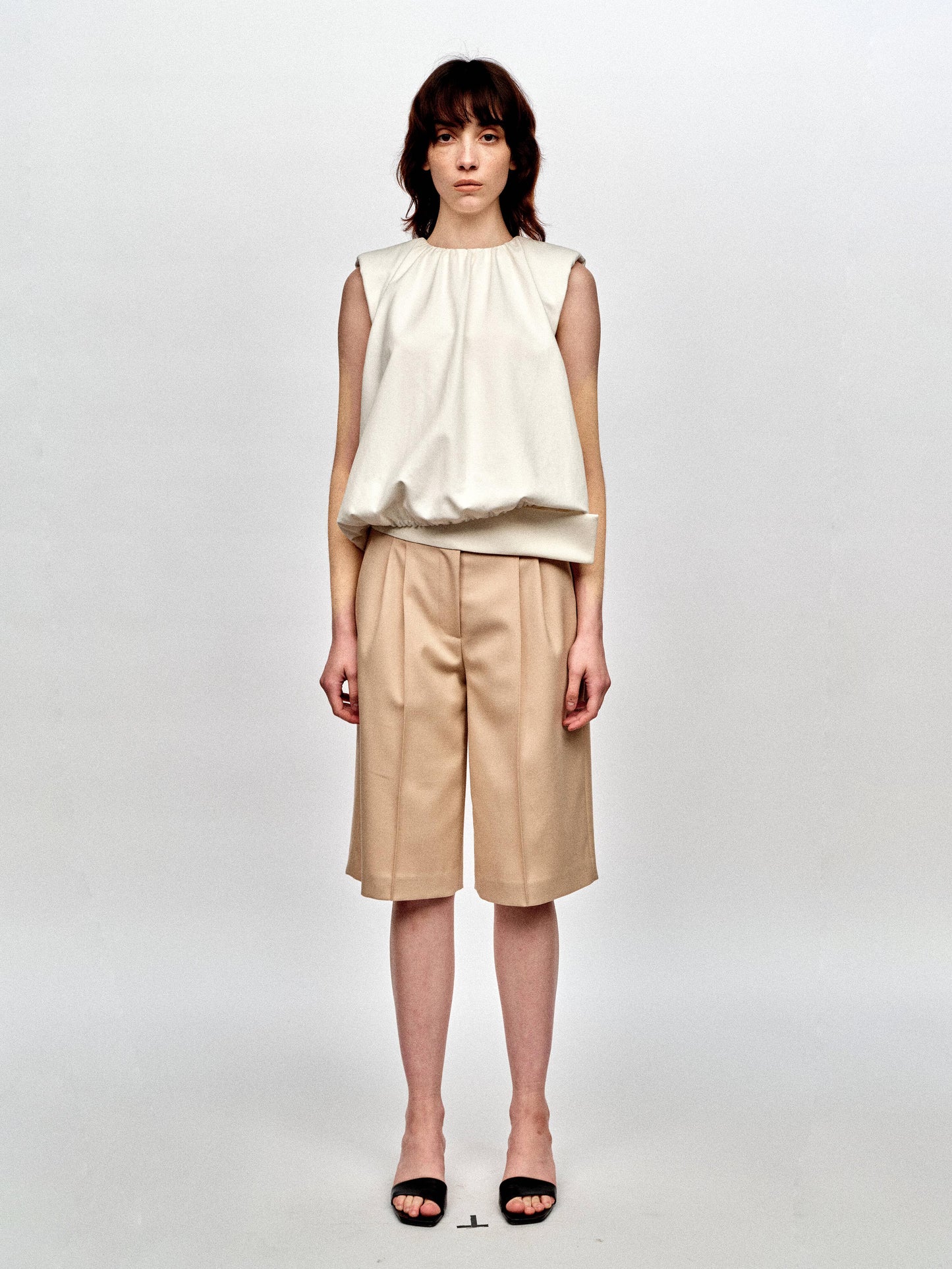SERRER Contrast splicing waist design wool shorts - ELIJAH.